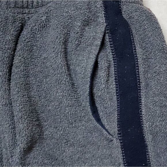 VINTAGE Old Navy Quarter-Zip Gray Striped Fleece Sweater Cropped Joggers Set Med - Picture 14 of 16